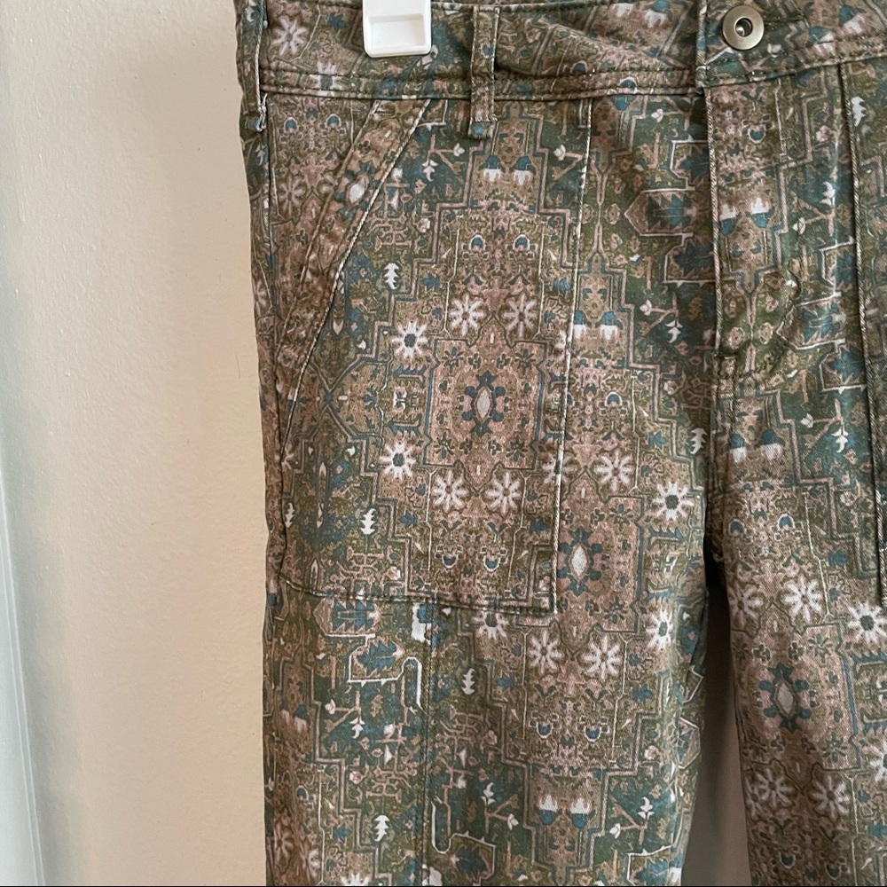 Anthropologie Cadet Slim Utility Pants Green Olive Multicolor Aztec print - Picture 10 of 16
